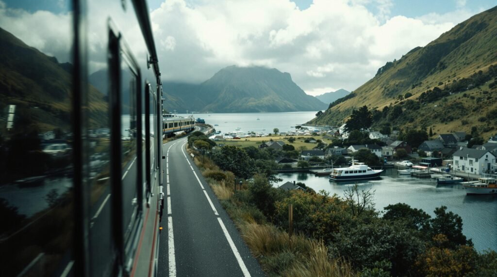 Transportation options and scenic views when traveling in New Zealand