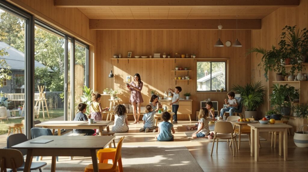 Children playing at a childcare facility in New Zealand