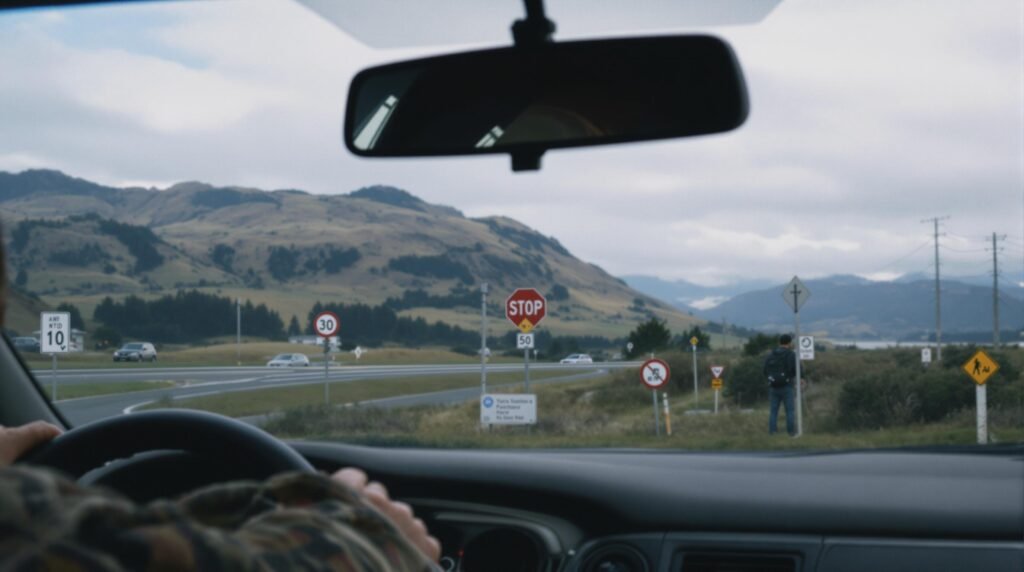Japanese person driving on the left-side roads of New Zealand