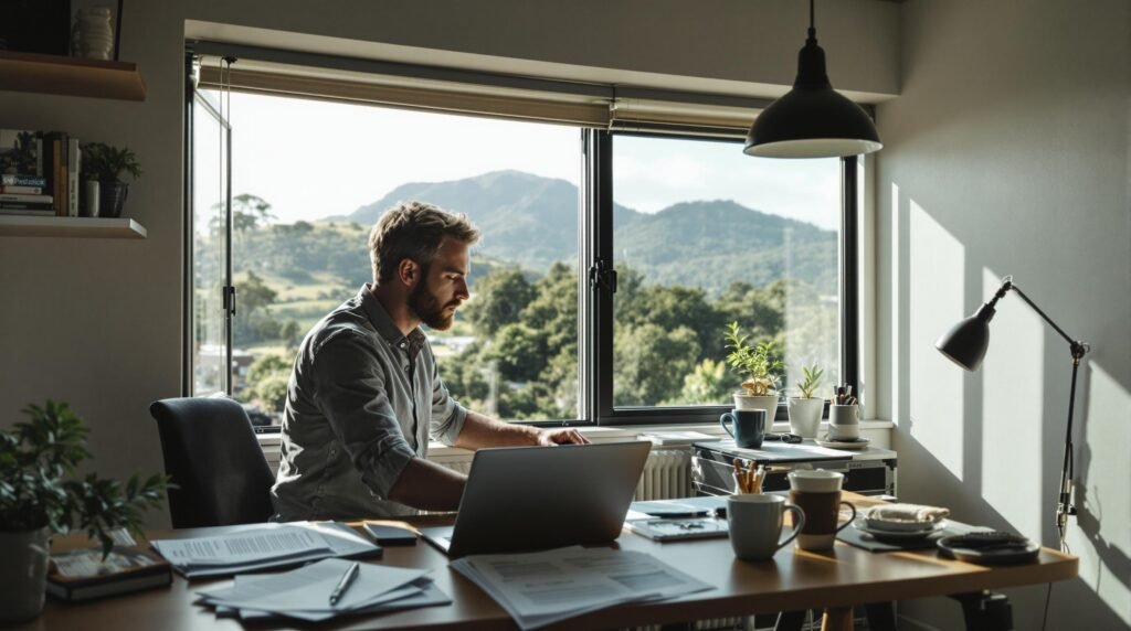 Entrepreneur completing company formation paperwork in New Zealand
