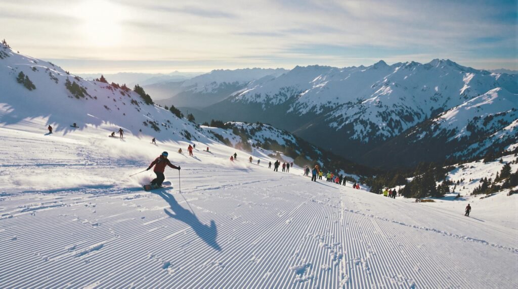 Ski resorts and snow-covered mountains in New Zealand