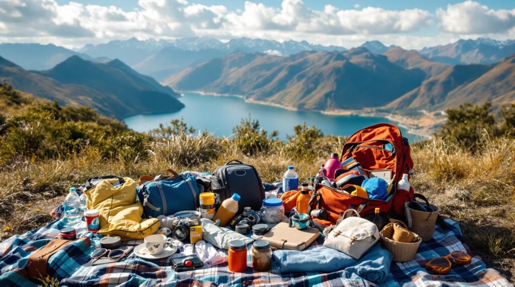 Luggage and backpack prepared for New Zealand travel